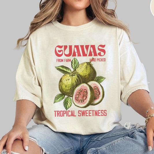 Guavas Retro Commercial Graphic Shirt, Vintages Guavas Label T-Shirt, Exotic Fruit Lover Tee