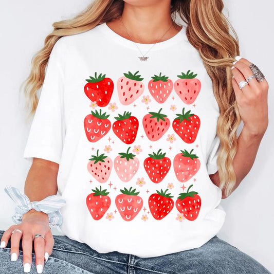 Cute Strawberry Tshirt, Summer Strawberry Shirt, Cottagecore Berries Tshirt