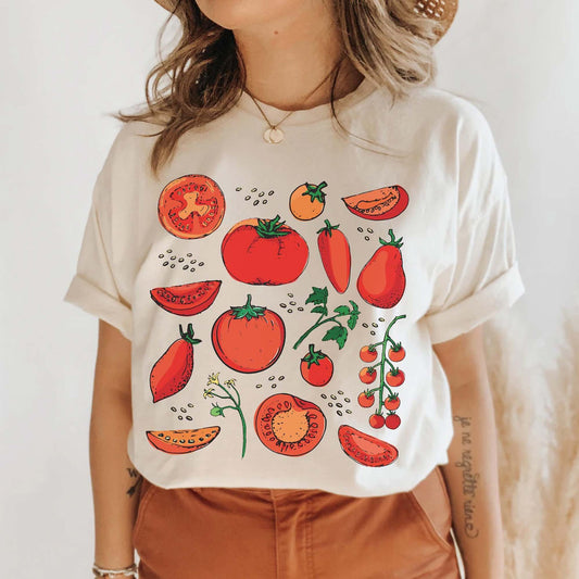 Tomato T-Shirt - Botanical Fruit Tee - Cottagecore Garden Vegetable Shirt