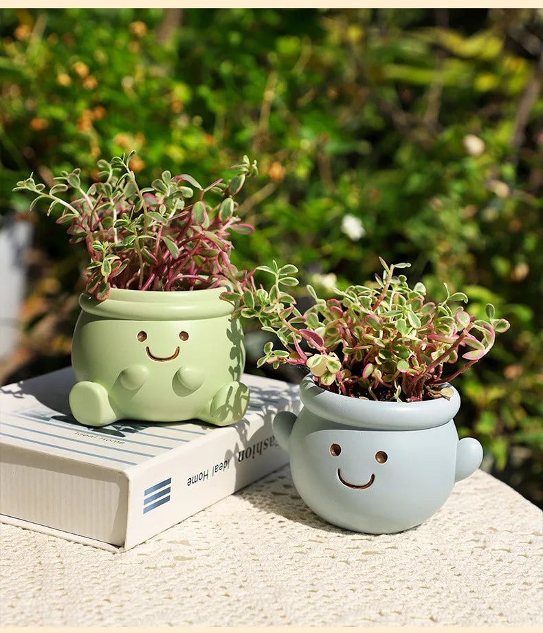 Smiley Face Flower Pot for Succulents Cactus Mini Bonsai Planter