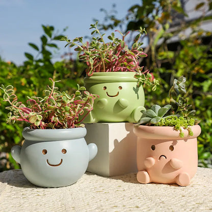 Smiley Face Flower Pot for Succulents Cactus Mini Bonsai Planter