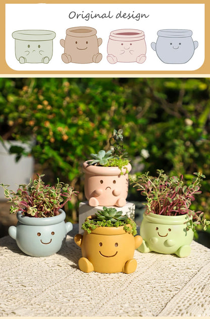 Smiley Face Flower Pot for Succulents Cactus Mini Bonsai Planter