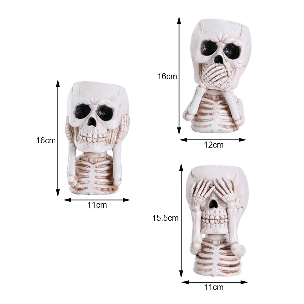 Skull Head Flower Pots Gothic Skeleton Planter Container