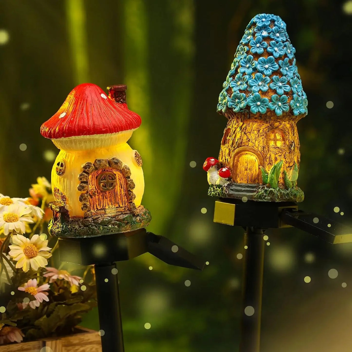 Creative Waterproof  Solar Resin Mushroom House Light