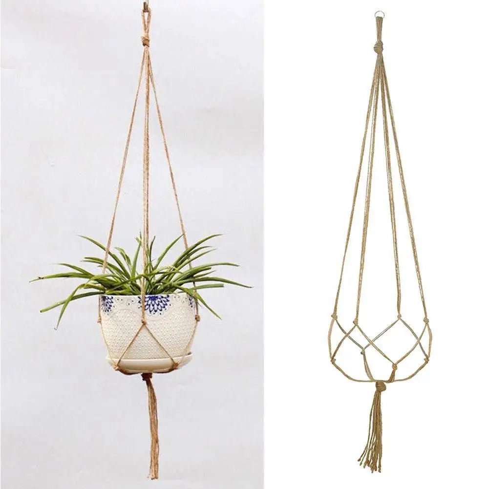 Braided Rope Hanging Basket - Macrame Flower Pot Holder