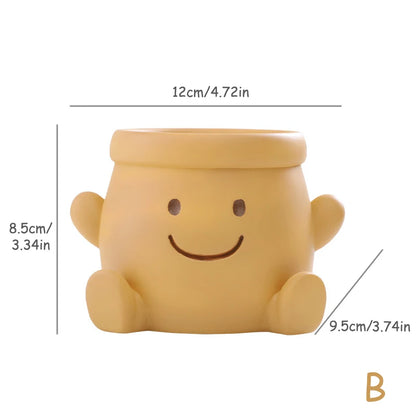 Smiley Face Flower Pot for Succulents Cactus Mini Bonsai Planter