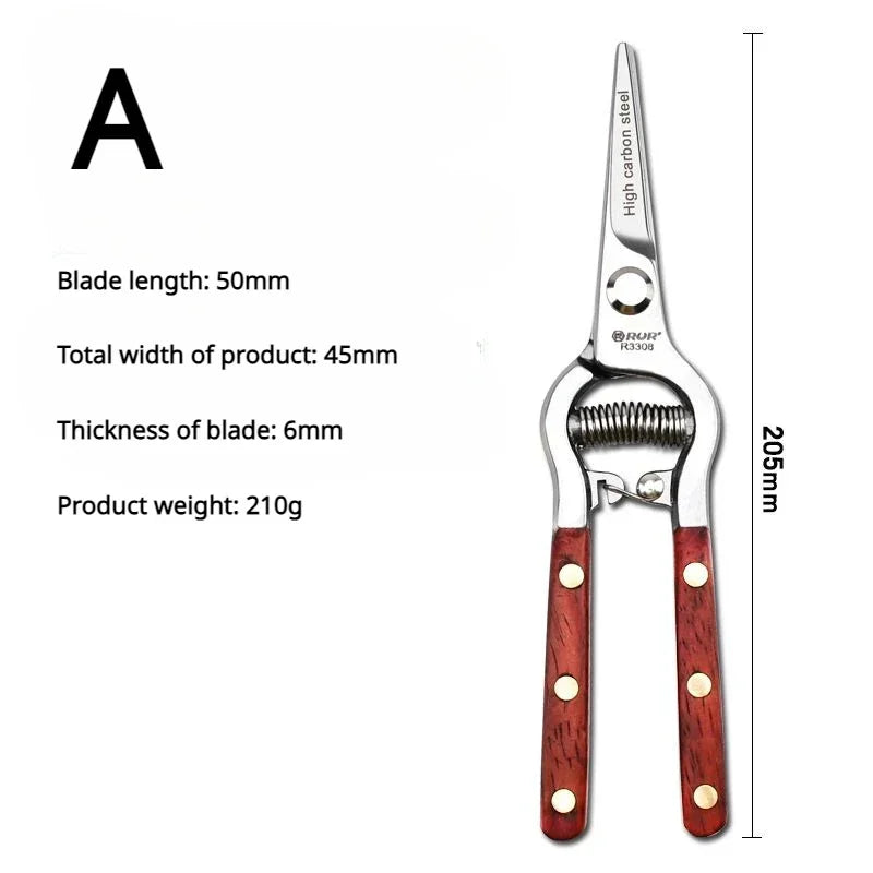 8-Inch Garden Pruning Shears – Wood Handle Hand Pruner