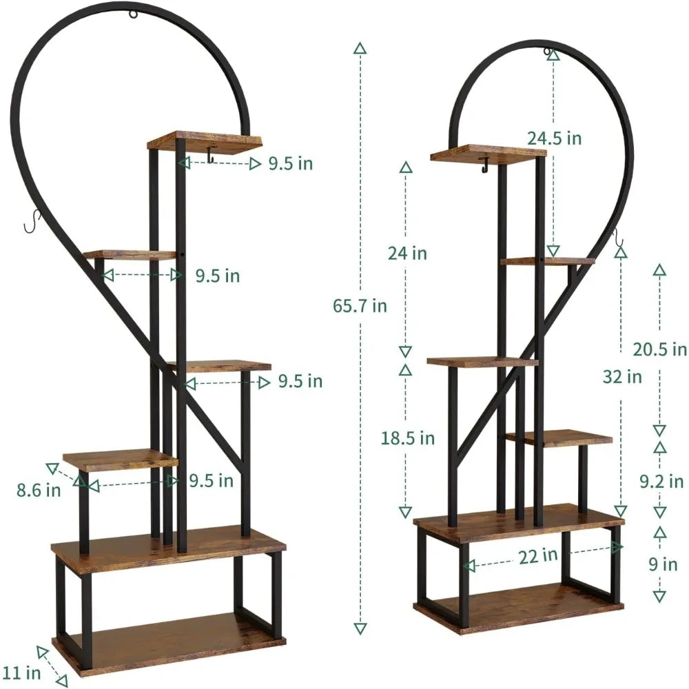 2 Pack 6 Tier Metal Plant Stand, for Home Patio Lawn Garden