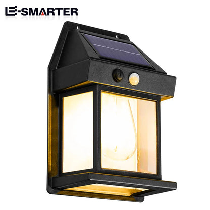 Motion Sensor Solar Wall Lamp - Tungsten Night Light with 3 Modes, Intelligent Outdoor Lighting