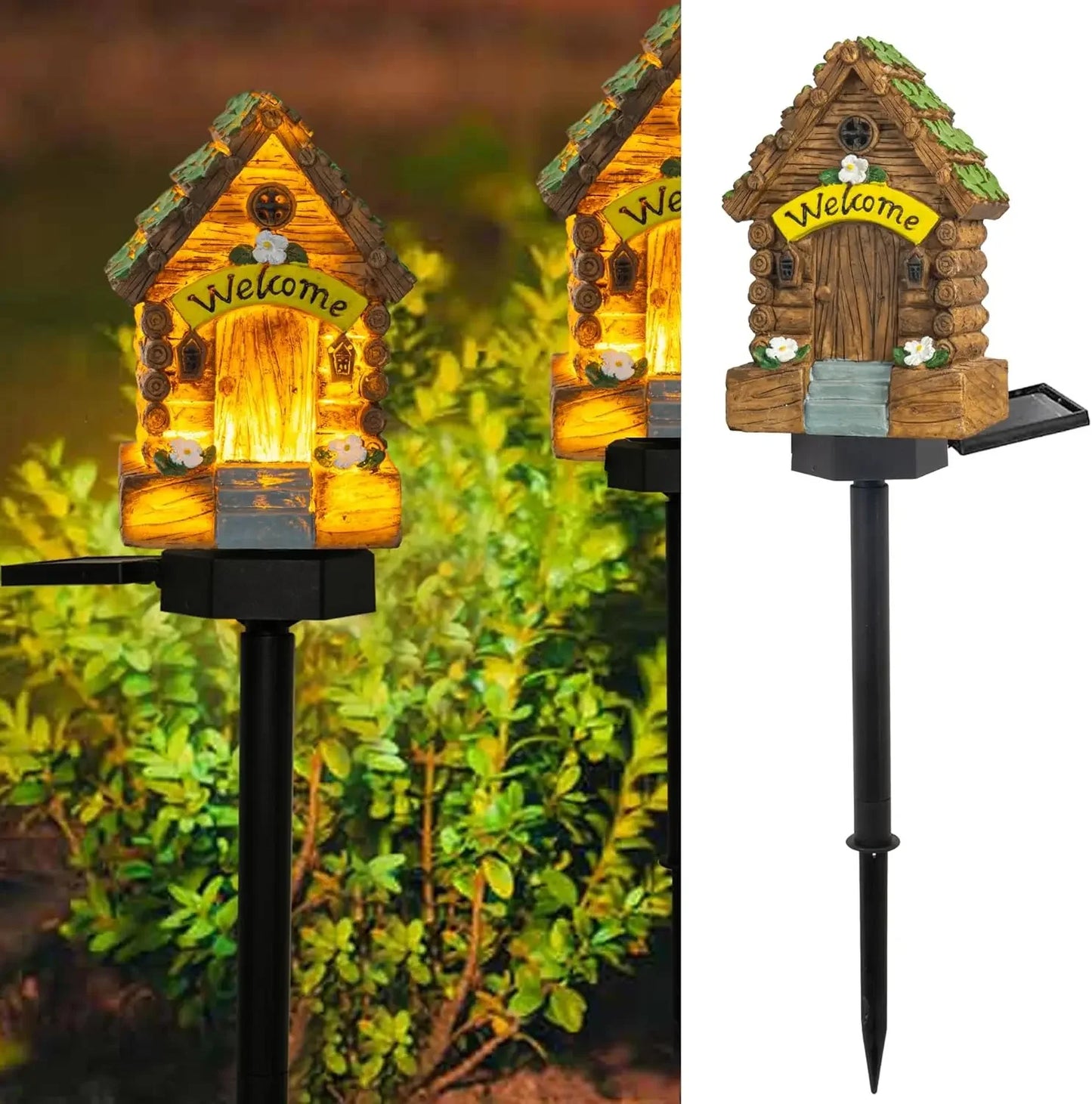 Creative Waterproof  Solar Resin Mushroom House Light