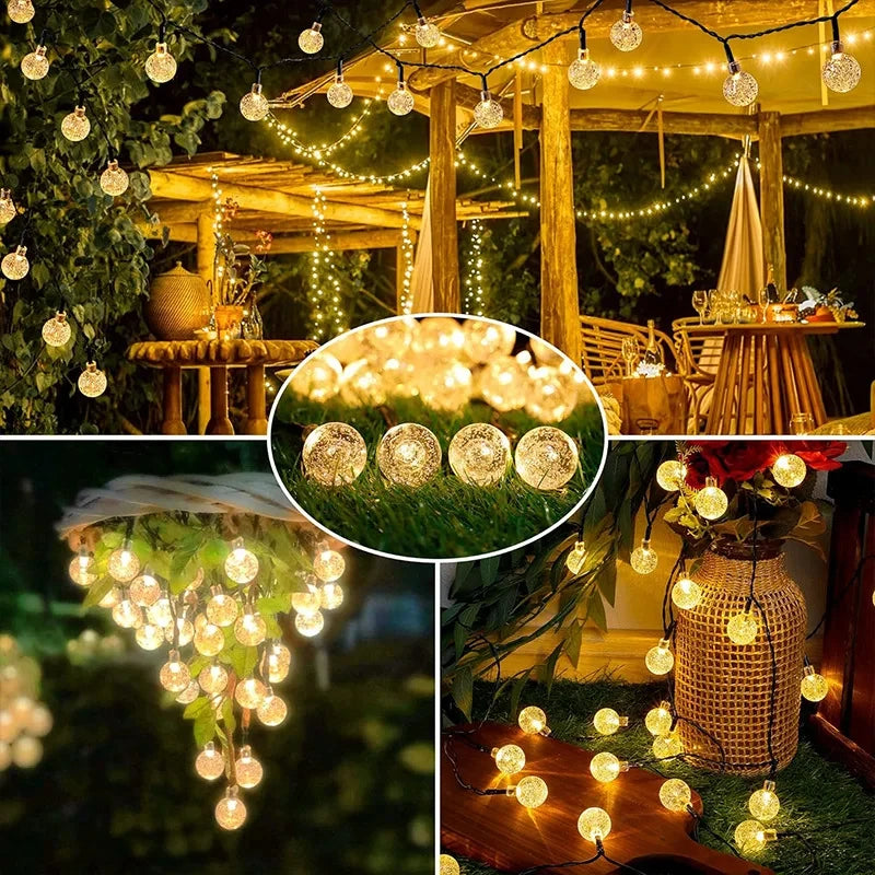 Crystal Globe Solar String Lights