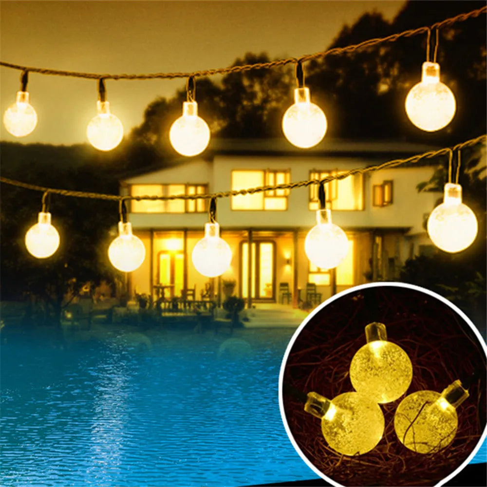 Crystal Globe Solar String Lights