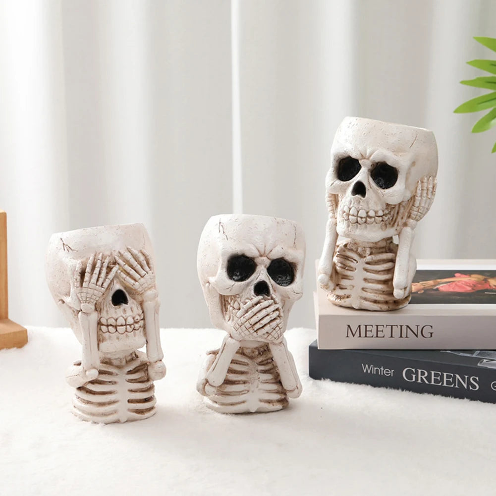 Skull Head Flower Pots Gothic Skeleton Planter Container