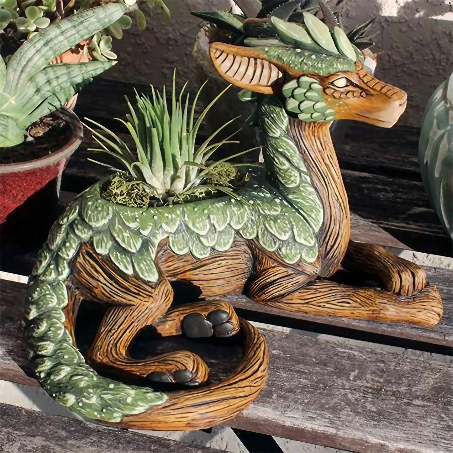 Creative Dragon Tree Planter, Succulent Planter, Garden Statue