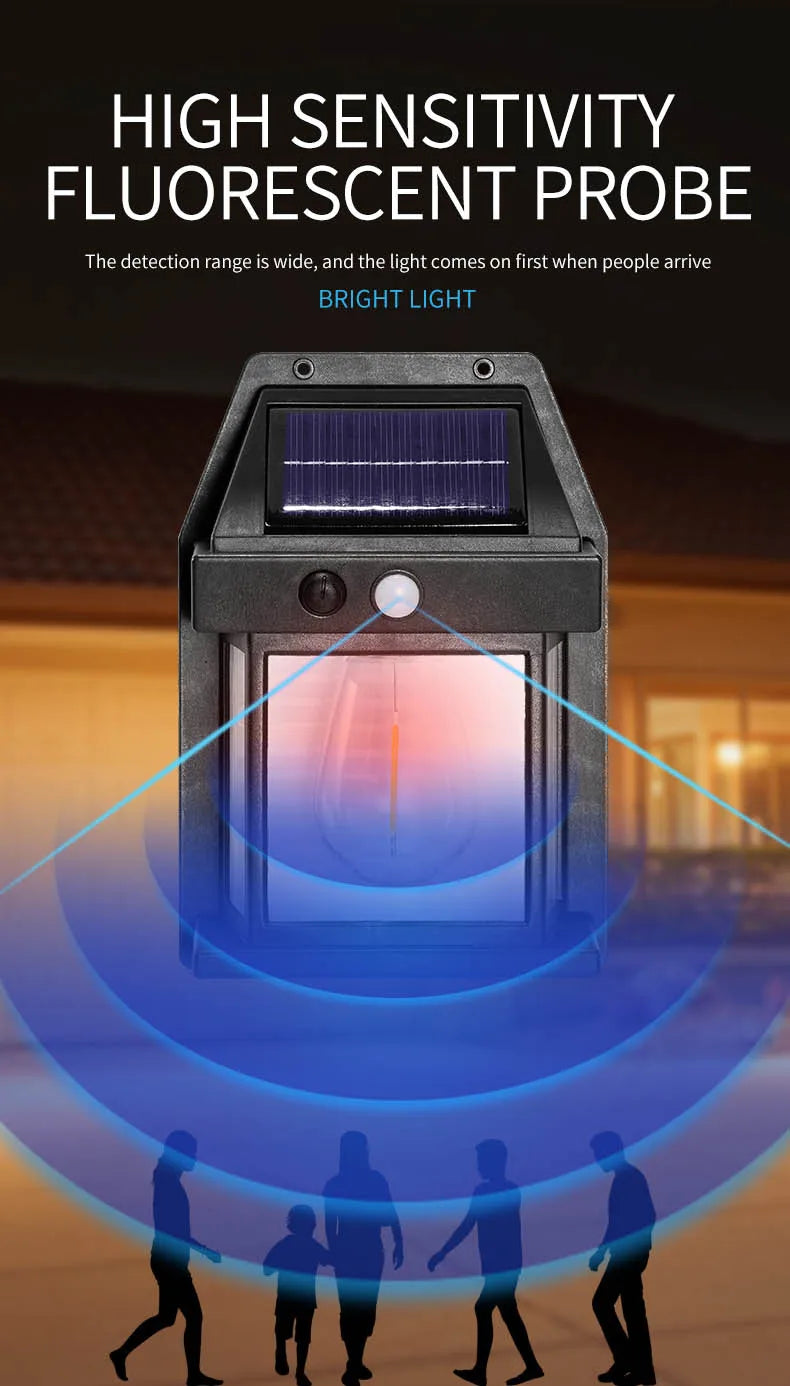 Motion Sensor Solar Wall Lamp - Tungsten Night Light with 3 Modes, Intelligent Outdoor Lighting