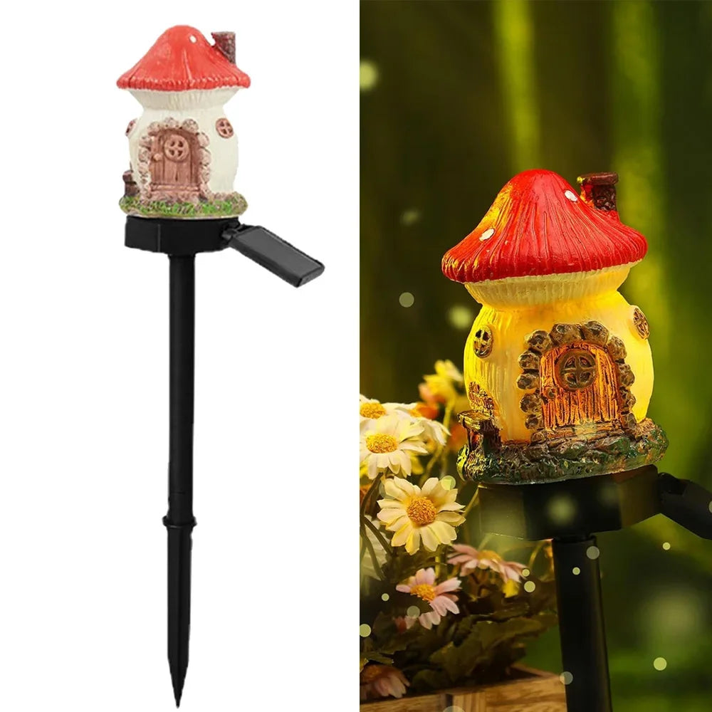 Creative Waterproof  Solar Resin Mushroom House Light