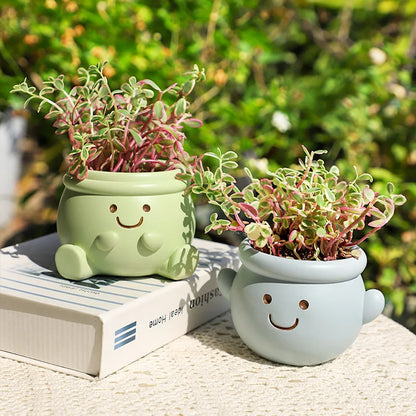 Smiley Face Flower Pot for Succulents Cactus Mini Bonsai Planter