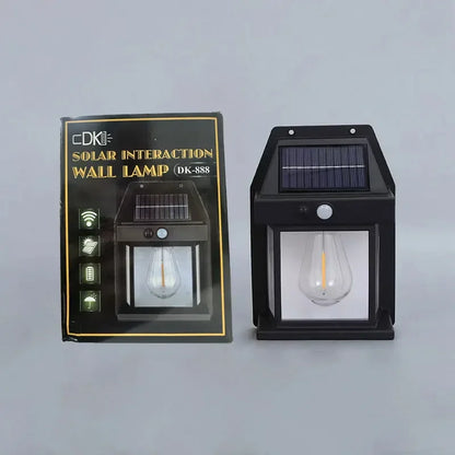 Motion Sensor Solar Wall Lamp - Tungsten Night Light with 3 Modes, Intelligent Outdoor Lighting