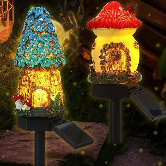 Creative Waterproof  Solar Resin Mushroom House Light