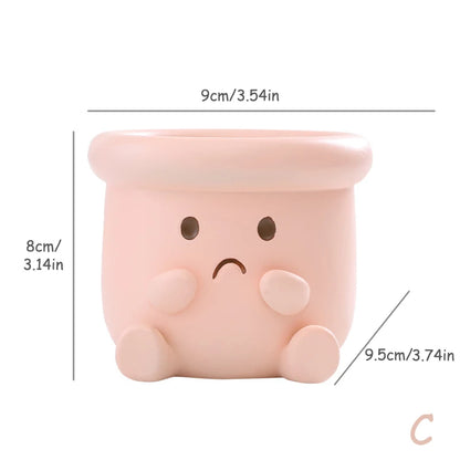 Smiley Face Flower Pot for Succulents Cactus Mini Bonsai Planter