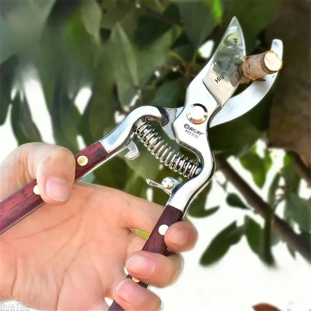 8-Inch Garden Pruning Shears – Wood Handle Hand Pruner