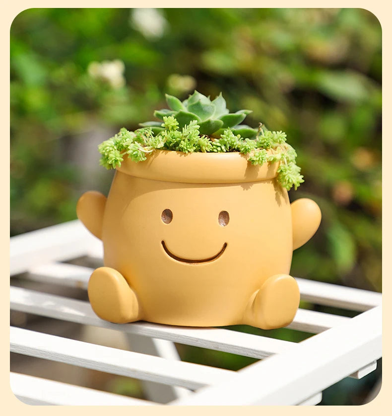 Smiley Face Flower Pot for Succulents Cactus Mini Bonsai Planter