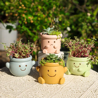 Smiley Face Flower Pot for Succulents Cactus Mini Bonsai Planter