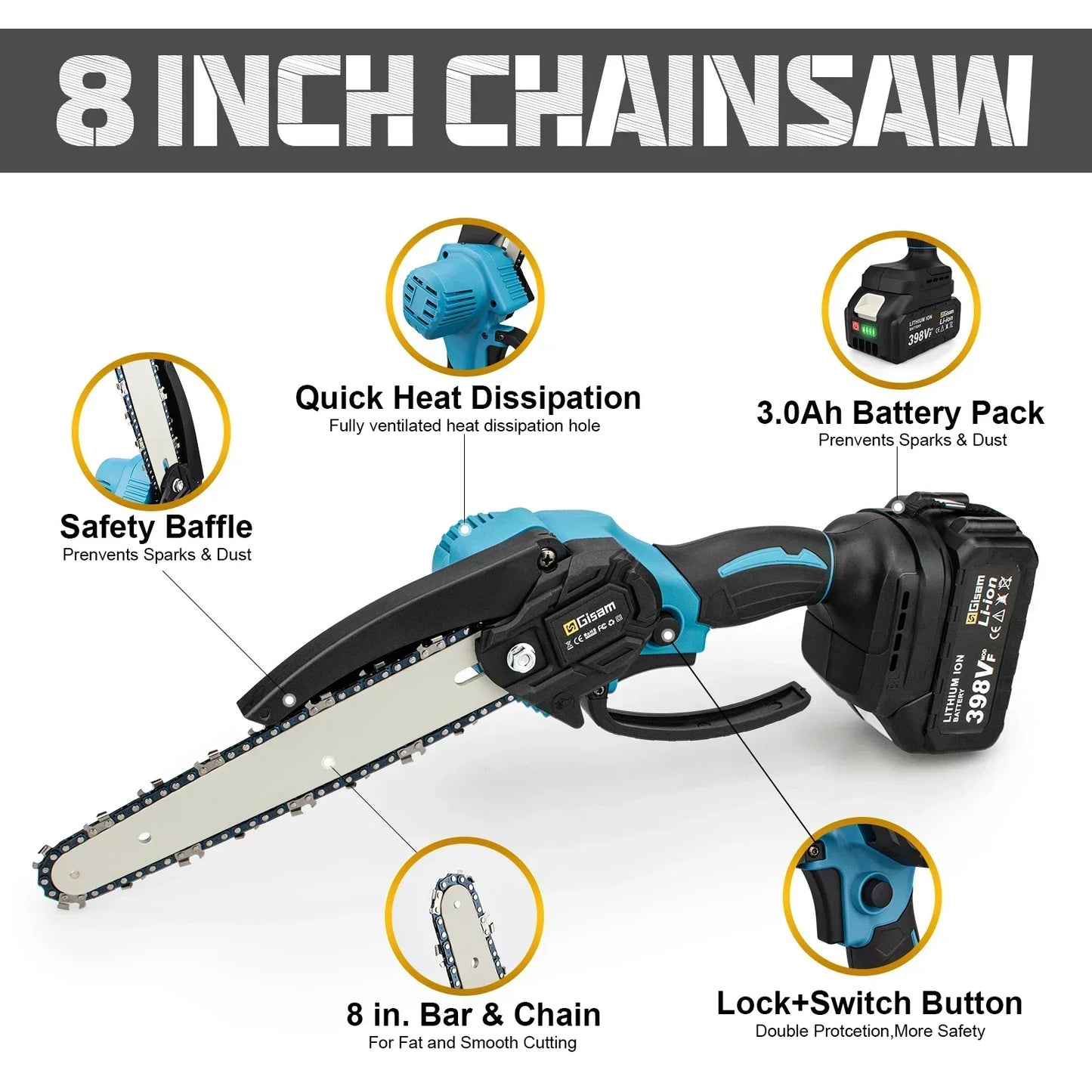 8 Inch Brushless Electric Saw Handheld