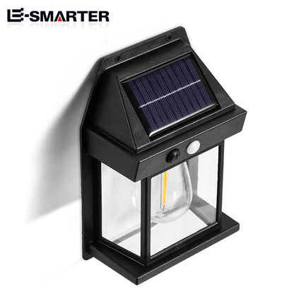 Motion Sensor Solar Wall Lamp - Tungsten Night Light with 3 Modes, Intelligent Outdoor Lighting